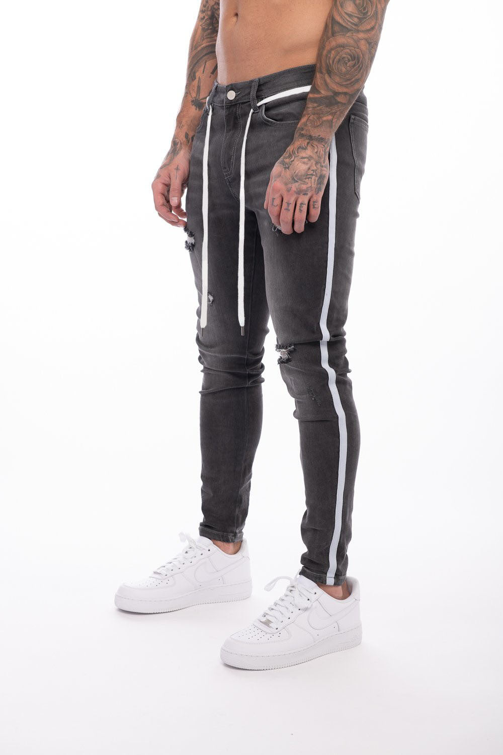 Jeans nieuwe gat slim-fit gestreepte herenbroek