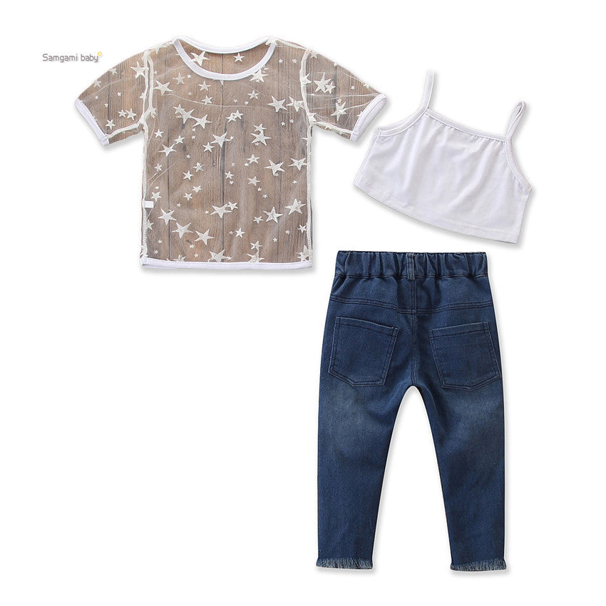 Buy Toddler Girls Star T-shirt and Pearl Jeans Set - Ravish Wears