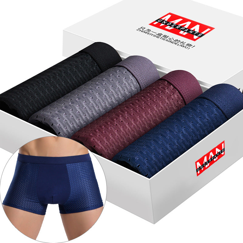 Buy 4pcs Lot SKY HERO Men's Boxer Briefs - Breathable Ice Silk Underwear at Ravish Wears