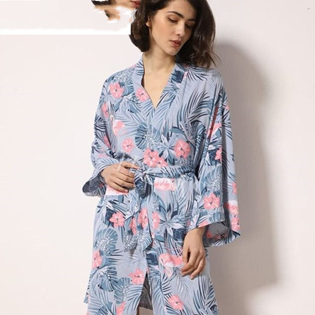 Women's Spring Cotton-Silk Sleepwear Robe - Elegant Comfort at Ravish Wears