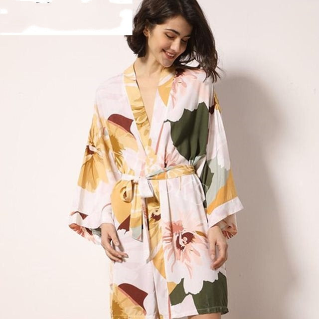 Women's Spring Cotton-Silk Sleepwear Robe - Elegant Comfort at Ravish Wears