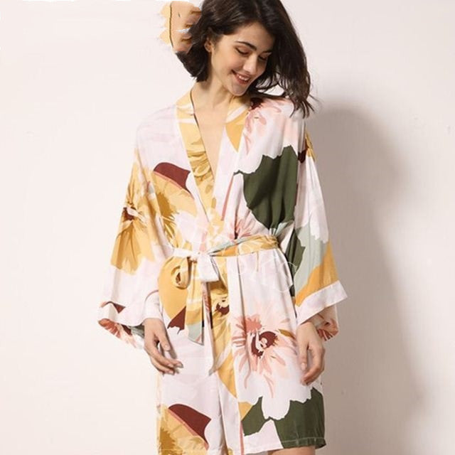 Women's Spring Cotton-Silk Sleepwear Robe - Elegant Comfort at Ravish Wears