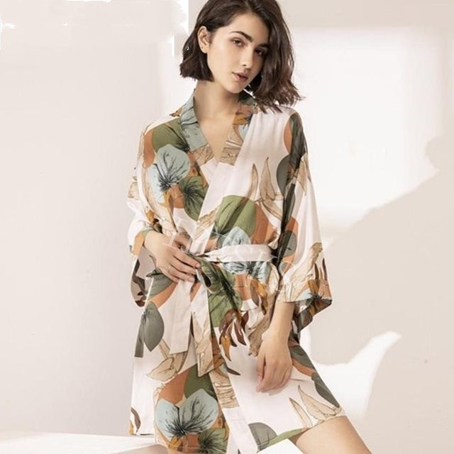 Women's Spring Cotton-Silk Sleepwear Robe - Elegant Comfort at Ravish Wears