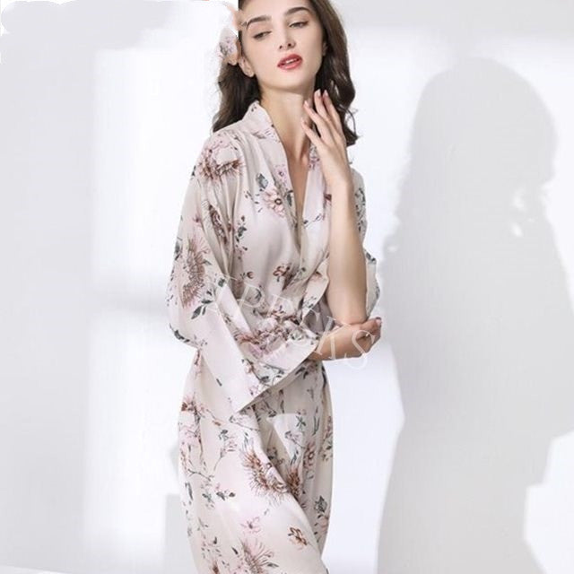 Women's Spring Cotton-Silk Sleepwear Robe - Elegant Comfort at Ravish Wears