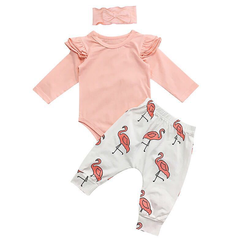 Buy Adorable Cute Baby Girl Clothes Set - Toddler Kids Tops, Flamingo Print Pants, Headband