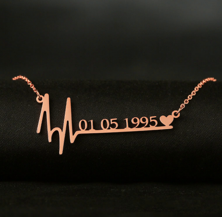 Custom heartbeat name necklace