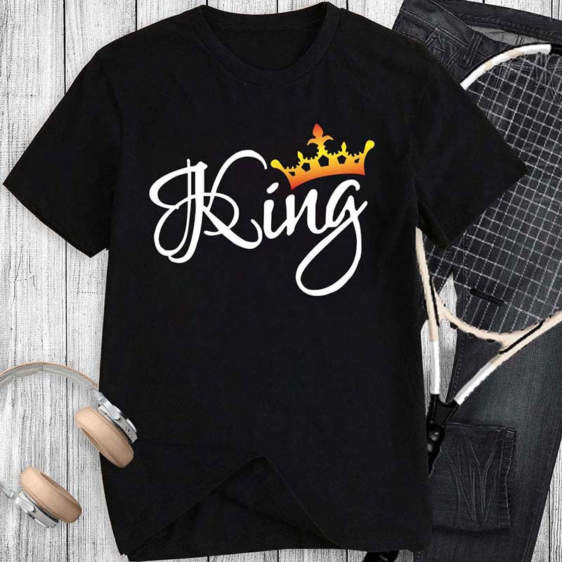 Upgrade your style with our Crown Print Couple T-Shirts. Shop now at Ravish Wears for trendy short sleeve tees in a loose fit. Buy today and showcase your love in fashionable matching clothes