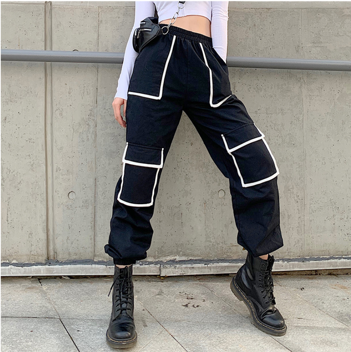 White Stripe Pocketed Cargo Pants