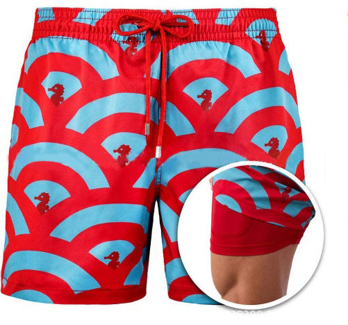 Buy Men's Sports Print Polyester Shorts - Trendy Double Layer Design