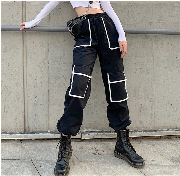 White Stripe Pocketed Cargo Pants