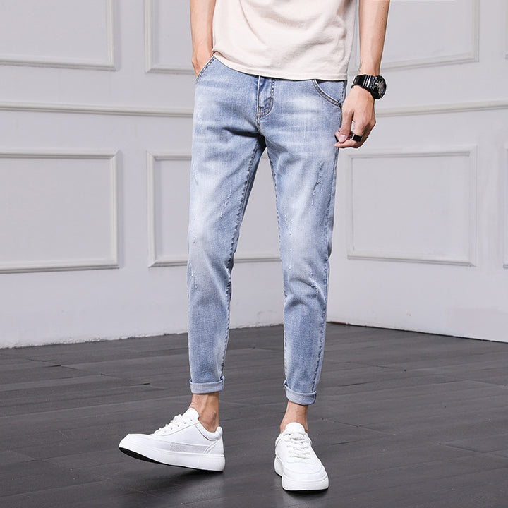 Mode Heren Jeans Negen Delig Eenvoudige Casual Heren Broeken