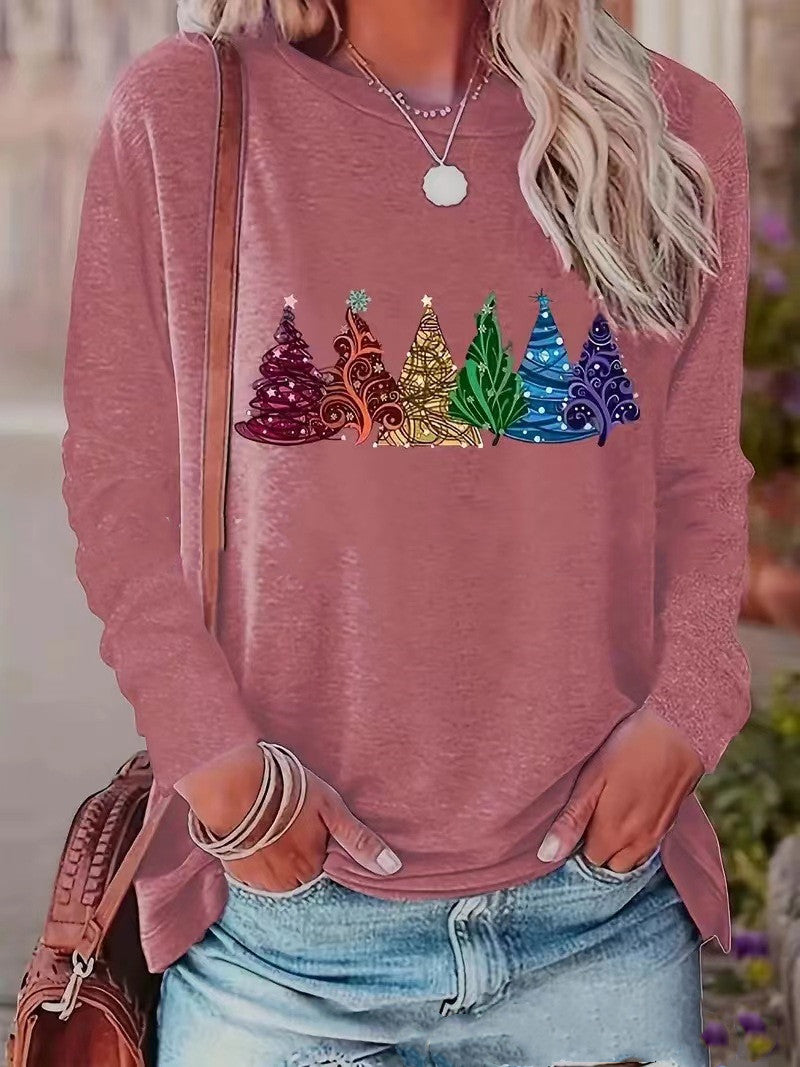 Christmas Tree Round Neck Long Sleeve