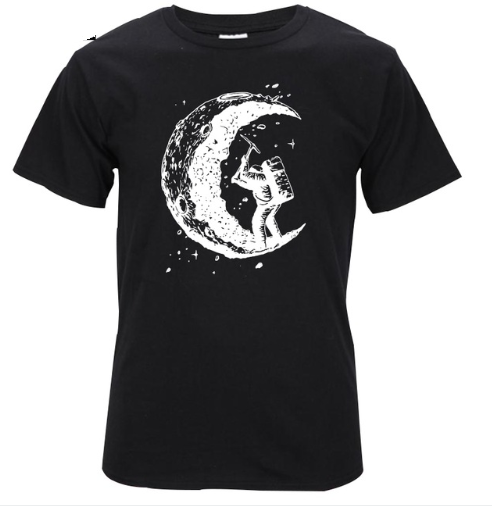 Buy Digging The Moon Print Men's Casual T-shirts - Fashionable Men's Tops at Ravish Wears