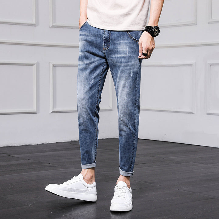 Mode Heren Jeans Negen Delig Eenvoudige Casual Heren Broeken