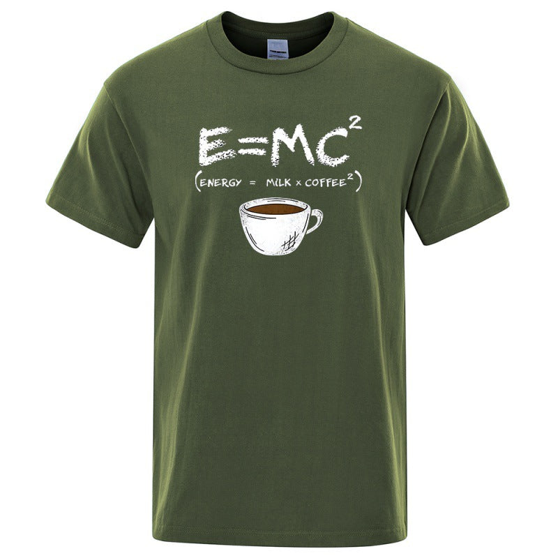 EnergyMilk Coffee Printing Men Tshirt Casual Breathable Tsh