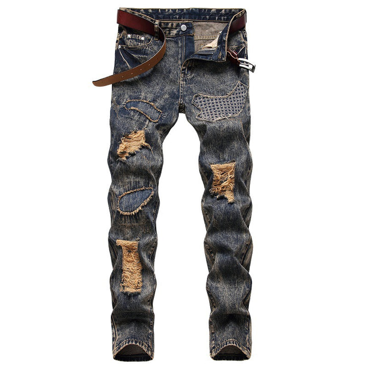 Buy New Fashion Men's Cotton Ripped Hole Jeans - Casual Slim Fit Denim Pants 