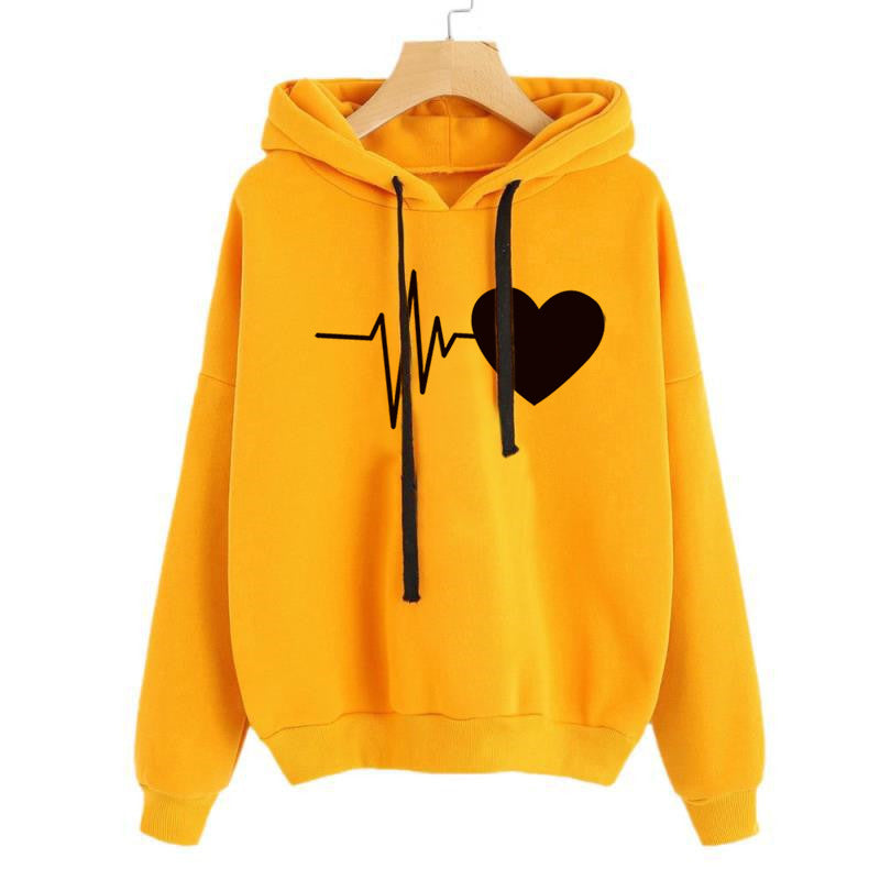 Heart Print Streetwear Hoodies