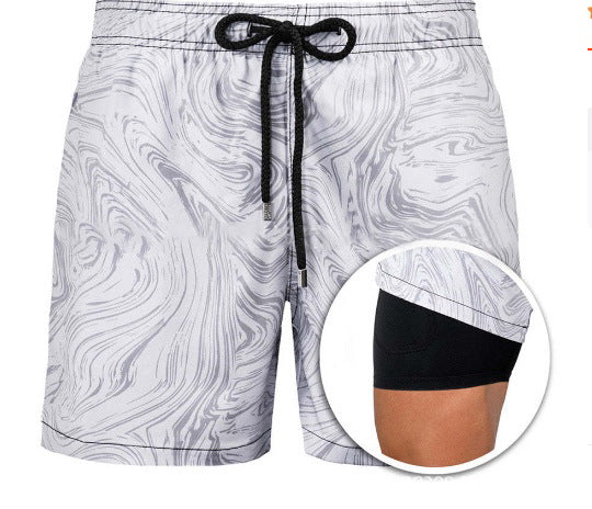 Buy Men's Sports Print Polyester Shorts - Trendy Double Layer Design