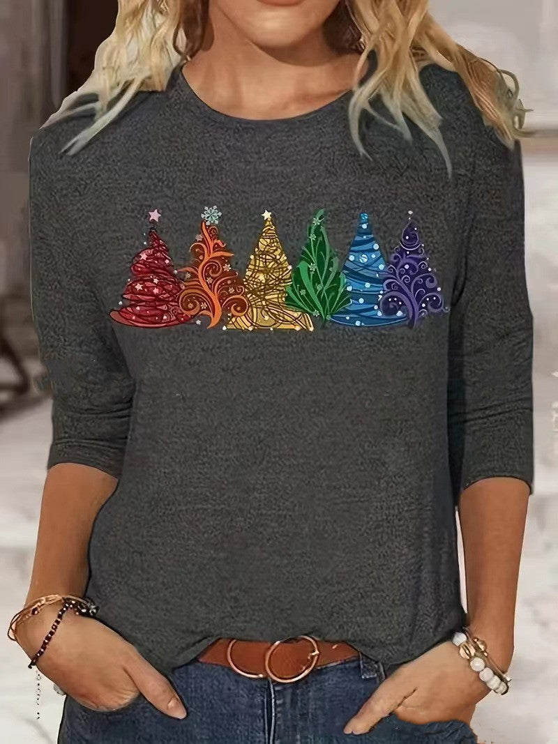 Christmas Tree Round Neck Long Sleeve