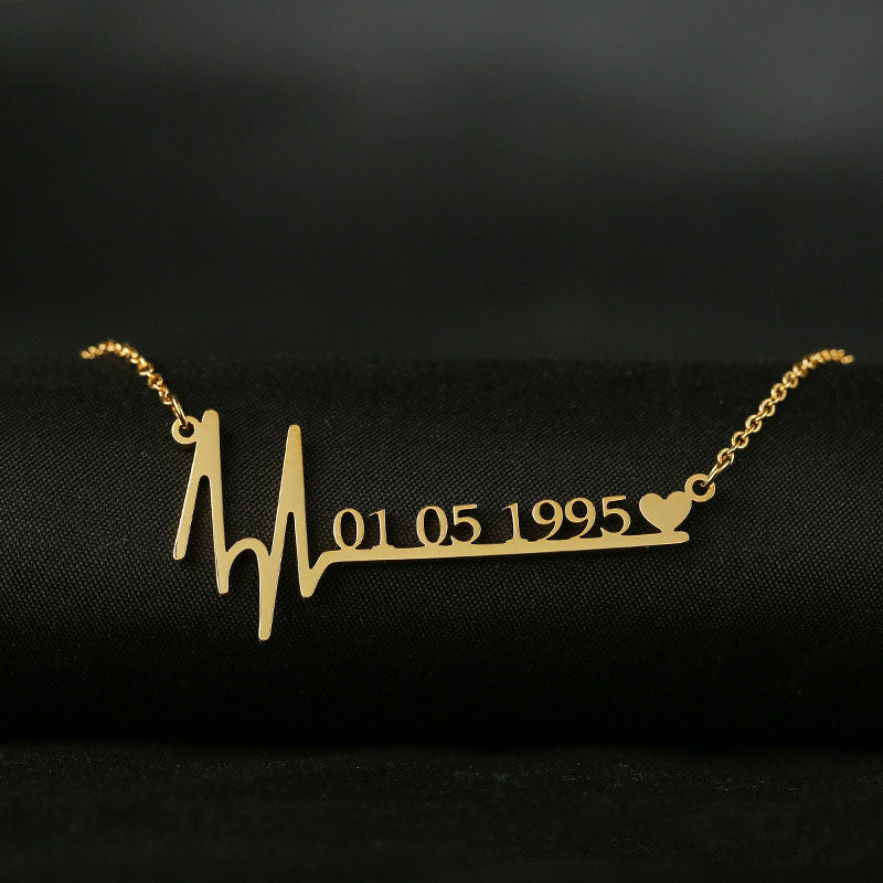 Buy Custom Heartbeat Name Necklace - Stainless Steel Personalized Jewelry at Ravish Wears