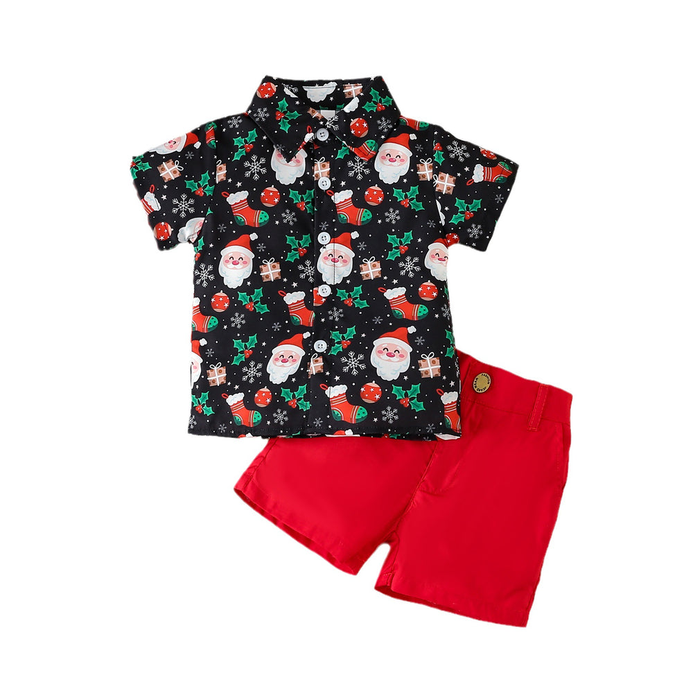 Buy Christmas Children's Clothing - Boys' Printed Shirt Set for Festive Style at Ravish Wears