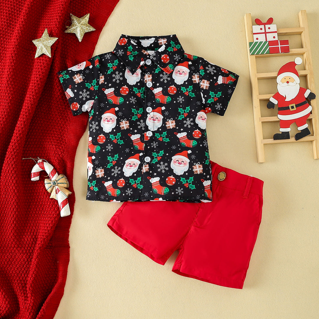 Buy Christmas Children's Clothing - Boys' Printed Shirt Set for Festive Style at Ravish Wears