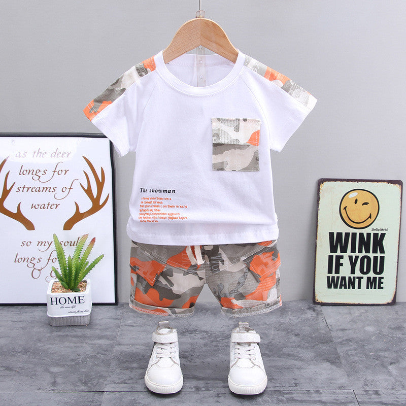 Buy Stylish Boys' Casual Clothing Set - Korean Fashion with Short-sleeved Top and Shorts