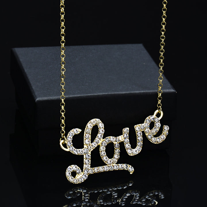 Letter Crystal Necklace Women Full Diamond Necklace Ideas