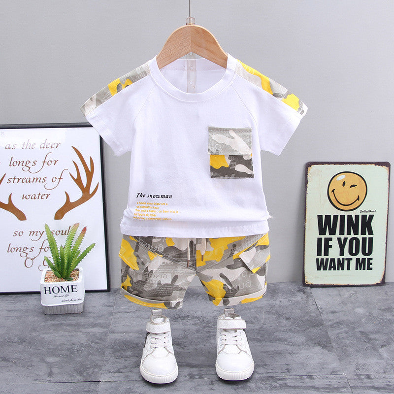 Buy Stylish Boys' Casual Clothing Set - Korean Fashion with Short-sleeved Top and Shorts