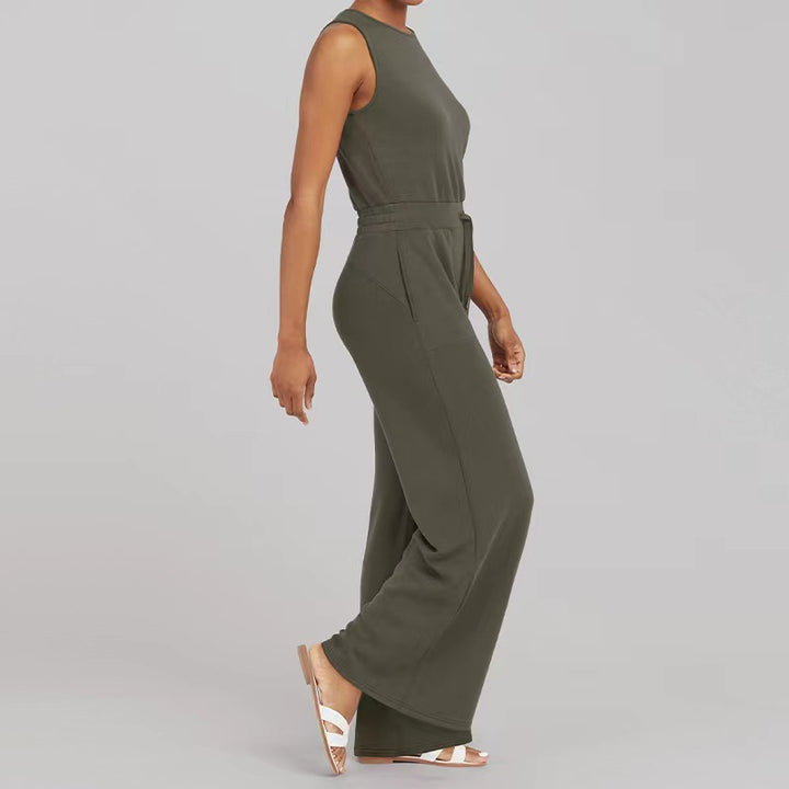 Solid Color Sleeveless Jumpsuit