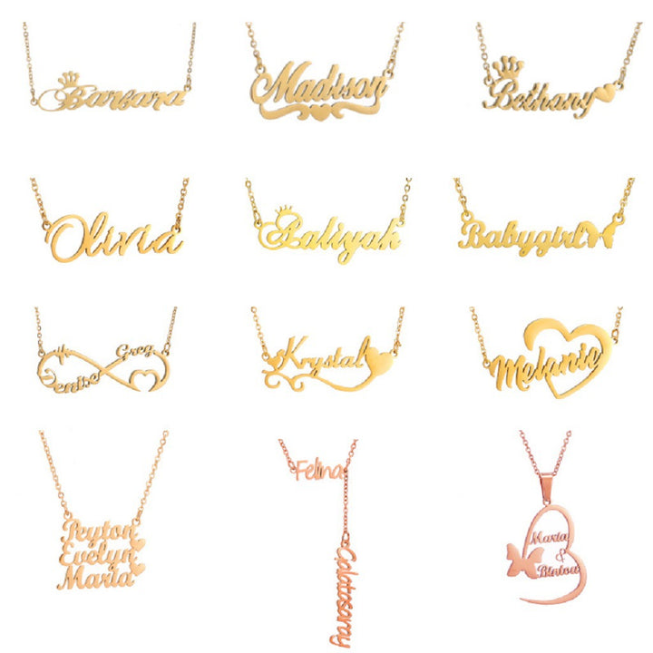 Buy Personalized Stainless Steel Cut Name Necklace