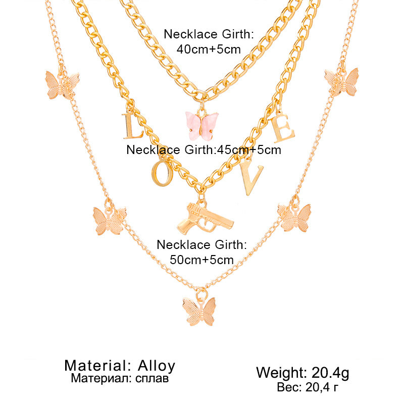 Buy Chain Butterfly Necklace Set - Multilayer Pendant Jewelry for Women at Ravish Wears