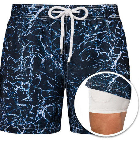 Buy Men's Sports Print Polyester Shorts - Trendy Double Layer Design